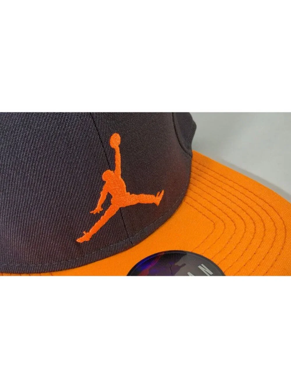 NIKE AIR JORDAN TRUE JUMPMAN SNAPBACK HAT GRAY ORANGE FLAT BRIM BASEBALL CAP OSF